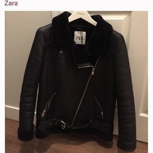 ZARA MOTO SHEARLING JACKET
